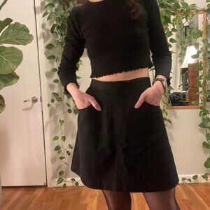 VTG Black Midi Skirt with Pockets - S